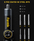 High Performance Pivot Handle Electric Screwdriver Featuring Live Torque Display And Eight Adjustable Settings For Hustle Ready Tech Repairs And Smooth Jobs with 6 coated S2 steel bits.