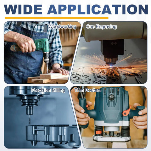 Wide application of Three Piece Collet Adapter Set With 6mm 8mm And 6.35mm Sizes Carbon Steel Router Collet Reducers Sleeve Shank Conversion