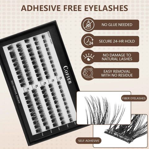Glue Free Wispy Lash Clusters Kit For DIY Lash Extensions, 100 Pcs Individual Eyelash Clusters 8 to 14mm C Curl, shown in packaging