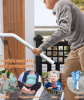 Slick 16 Inch Matte White Stair Handrail Rock Solid Anti Slip Knurled Grip Outdoor Porch Railing used by elderly for support.