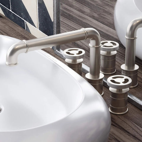 Avallon 8-Inch Widespread Bathroom Faucet With Two Handles, Brushed Nickel Finish, Solid Brass Construction, 1.2 GPM Flow