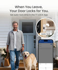 Man with dog by front door featuring Ultra Secure WiFi Fingerprint Smart Door Lock With Remote App Control And Digital Keypad.