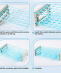 Assembly steps for Heavy Duty 50 Hole Test Tube Rack For 13, 16, And 18mm Tubes, Multi Layer Detachable Tray Lab Holder