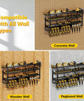 49 Inch Wide Power Tool Organizer Wall Mount, Four Layer Heavy Duty Tool Storage Rack With Wrench And Screwdriver Holders on various wall types