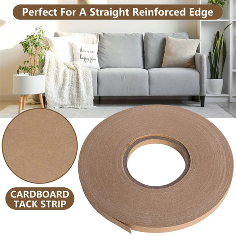 Rock Solid 33 Yards Upholstery Tack Strips For Couch Furniture Edge Fixation Heavy Half Inch Kraft Paper Trim Tape rolled on a surface.