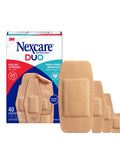 Painless-Removal Bandages 40-Pack, Strong 24-Hour Adhesive, assorted sizes, flexible fabric, water-resistant, nonstick pad