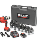 RP 350 ProPress 8 Piece Pressing Tool Kit With 18 Volt Battery Charger Four ProPress Jaws One Half Inch To Two Inch And Durable Carry Case