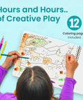 Child coloring in the Totally Awesome Animal Habitats Sticker Book Jam Packed With 500 Plus Bright Stickers And Twelve Super Fun Coloring Pages.