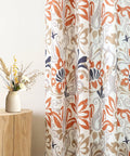 Privacy Boho Curtains 84 Inches Long 2 Panels Set Orange Brown Light Filtering Drapes with Botanical Floral Pattern
