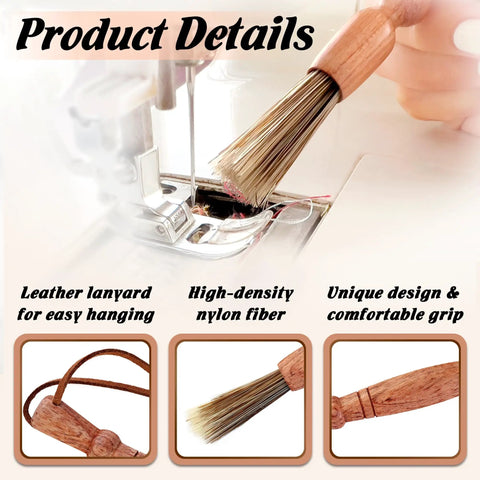 Wooden Lint Brush For Sewing Machines And Sergers With Built In Hanging Strap Cleans Fabric Fibers From Small Corners Handy Pro Grade