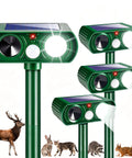 Solar Ultrasonic Animal Deterrent 4 Pack With Motion Sensor And Strobe Light Waterproof Outdoor Yard Defender for deer, rabbits, cats, squirrels