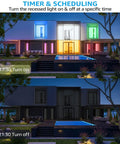 Four Inch Smart Recessed Lighting Kit With J Box RGBCW Color Changing LEDs shown in outdoor timer setting at 17:30 turn on