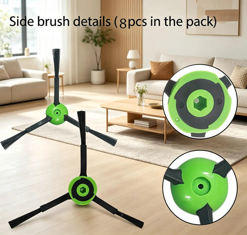 Beef Up Your Robot Vacuum With 2 Set Rubber Brushes 8 HEPA Filters And 8 Side Brushes For Evo I And J Series Models, detail view