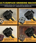 Four Head Concrete Grinder Set With Long Handle 4 Inch Diamond Wheels 3800W High Power 0 To 6000 RPM Concrete Floor Grinder with various wheel attachments.
