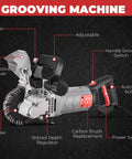 Pro Grade Wall Chaser Cutting Machine For Slotting Grooves In Concrete Brick And More With Water Line Dust Port Infrared Sighting