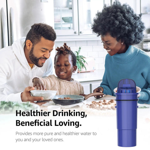 Family enjoying cookies with a 7010 Replacement Water Filter Fits Pur And Pur Plus Pitchers And Dispensers, NSF Certified.