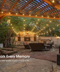Cozy patio lit with 50Ft Outdoor String Lights With 27 Edison Dimmable LED Bulbs Weatherproof And Shatterproof For Outdoor Cafe