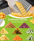 JAYVAR crinkle cutter with stainless steel blade and black handle; kitchen vegetable slicer for potatoes