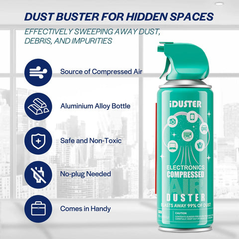 Disposable Compressed Air Duster for Computers and Keyboards, 10 Oz, 1 Pack, Ozone Friendly SDS Certified, Detachable Nozzle