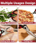 Workhorse Heavy Duty Kitchen Shears Set Of 2 With Seafood Scissors Stainless Steel Sharp Food Cutting Scissors For Meat Bones Fish Poultry Vegetables And Dishwasher Safe, cutting vegetables and fish