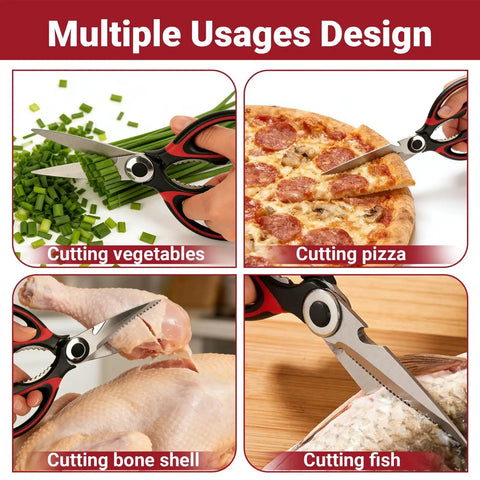 Workhorse Heavy Duty Kitchen Shears Set Of 2 With Seafood Scissors Stainless Steel Sharp Food Cutting Scissors For Meat Bones Fish Poultry Vegetables And Dishwasher Safe, cutting vegetables and fish