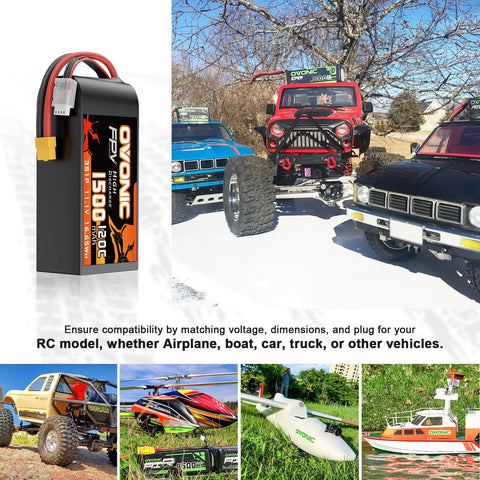 2 Pack 11.1V 1500mAh LiPo Battery 3S 120C XT60 for FPV Racing Drones Quadcopter RC Cars Boats with Lipo Checker shown with compatible models