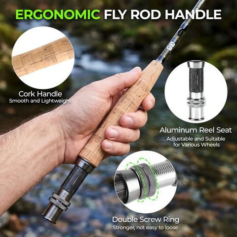 Complete Fly Fishing Gear Kit With Four Piece Rod And Pre Spool Reel ergonomic fly rod handle with cork grip and reel seat