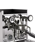 Giotto Fast V Espresso Machine Vibratory Pump in sleek chrome finish with PID temp control and gauges for precise brewing.