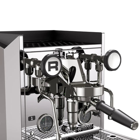 Giotto Fast V Espresso Machine Vibratory Pump in sleek chrome finish with PID temp control and gauges for precise brewing.