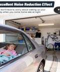 Garage with car and Whisper Drive 234 Inch Garage Door Drive Belt, showcasing noise reduction and quiet operation for easy install.