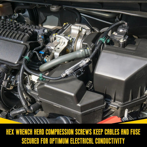 Beefy Inline ANL Fuse Holder Kit, 2 Pack 0/2/4 Gauge AWG With 250A Fuses, Includes Hex Key Wrench installed in engine bay