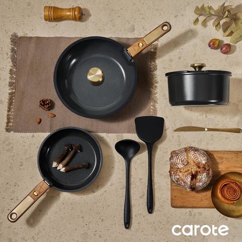 15 Piece Ceramic Cookware Set With Detachable Handles, Nonstick Pots And Pans For Induction, Pro Grade Non Toxic, Black