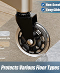 Office Chair Caster Wheels Set Of 5 Universal Fit 2.5 Inch Blade Wheels With Soft Polyurethane Rollers on tile, wood, and carpet floors
