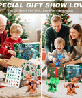 Family opening Take Apart Dinosaur Toys For Kids Aged 3 To 8 STEM Construction Building Kit with Electric Drill on Christmas.