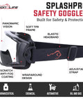 Over Glasses Safety Goggles For Prescription Wearers, ANSI Z87.1 Anti Fog, Impact And Scratch Resistant Eye Protection with adjustable strap and wraparound design
