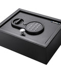 Digital Keypad Safe Box With Solid Steel Construction 0.15 Cu Ft Top Opening Drawer Safe For Home And Office Deadbolts Quick Access
