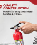 Person holding Home And Office Fire Extinguisher 5BC For Residential Use with Easy Pull Pin and aluminum body