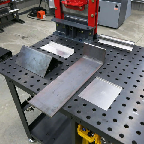 Beefy Benchtop Press Brake Deluxe Kit, 20 Ton Heavy Duty Sheet Metal Bender With 4 Way V Die in garage workshop