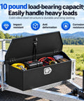 Beefy Heavy Duty Steel Trailer Tongue Box For Pickup And RV Featuring Cold Rolled A Frame Storage setup with gear inside.