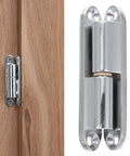 Premium Zinc Alloy Screw On Hinge Set for Internal Doors and Cabinets Heavy Duty Metal Hinge Visible on Wooden Door