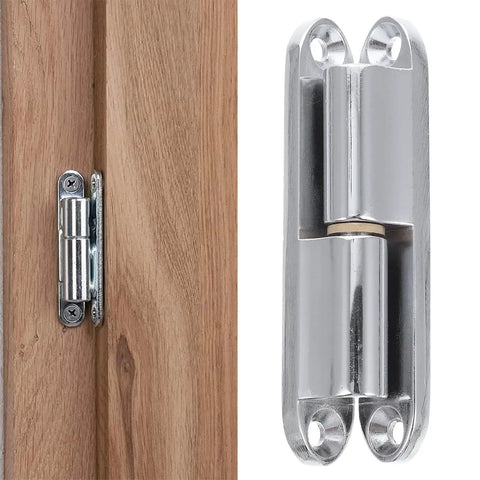 Premium Zinc Alloy Screw On Hinge Set for Internal Doors and Cabinets Heavy Duty Metal Hinge Visible on Wooden Door