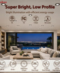 10 Pack 5/6 Inch Metal LED Recessed Lighting, Black Dimmable LED Can Lights installed in a stylish living room ceiling.