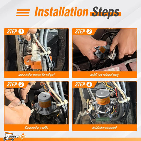 Installation steps for 36V EZGO Solenoid Relay With Resistor And Diode For EZGO TXT And Marathon Golf Carts 1980 To 2010