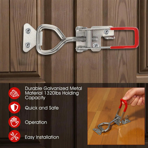 Heavy Duty Toggle Latch Clamp Set With Lock Holes, 304 Stainless Steel, Adjustable Latches For Smoker Lids, Jigs And Tool Box Cases, High Load