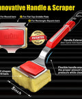 No Bristle Grill Brush With Replaceable Cleaning Head, SteamWizards Seamless Fit Scraper Tool, innovative handle and scraper display