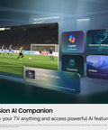 55 Inch 4K Mini Led Smart Television Boosting Straight Fire Visuals With Advanced Deep Black Contrast And Seamless Streaming Features For A Top Tier Living Room Setup displaying live sports highlights with AI features.