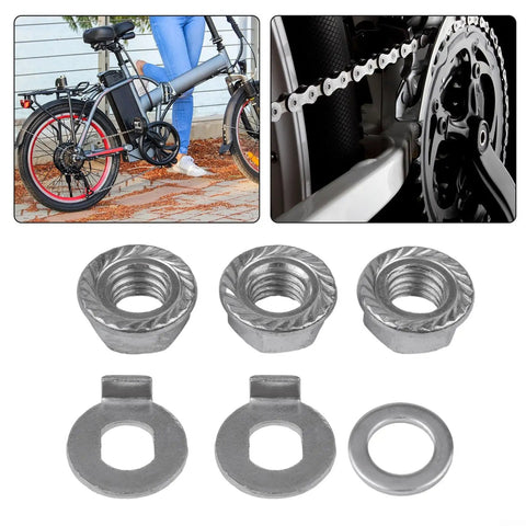 Secure Fit 12mm E-Bike Hub Motor Nuts Safety Washer Steel Locking Hardware For Premium Copper Anodized Bike Parts That Keeps Your Ride Tight And Safe From Vibrations Without Hassle. 12mm steel nuts, washers, and locking tabs for e-bike hub motor