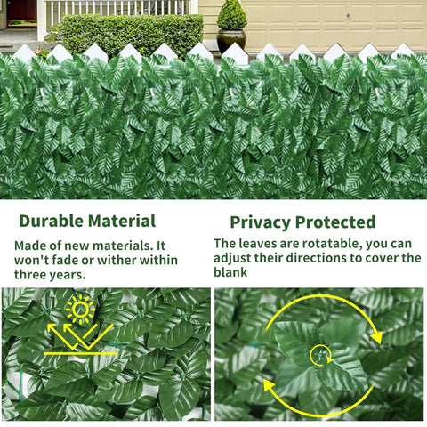 Artificial Ivy Privacy Fence Screen For Patio And Garden 120 By 40 Inches Dense Greenery Panels with rotatable leaves