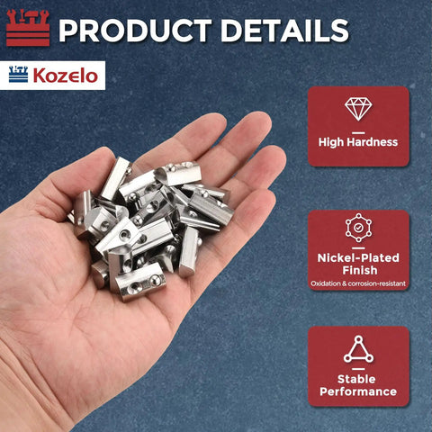 100 Piece Half Round Spring T Nuts M6 Metric Roll In T Bolt For 4040 Aluminum Extrusion Profile heavy duty carbon steel assembly hardware kit shown in hand.