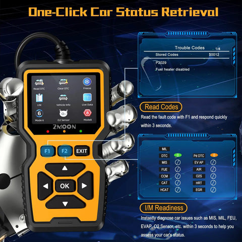 Image of All Vehicles After 1996 OBD2 Scanner Tool With Check Engine Code Reader And Reset Pro Grade OBDII EOBD Diagnostic Scan Tool display
